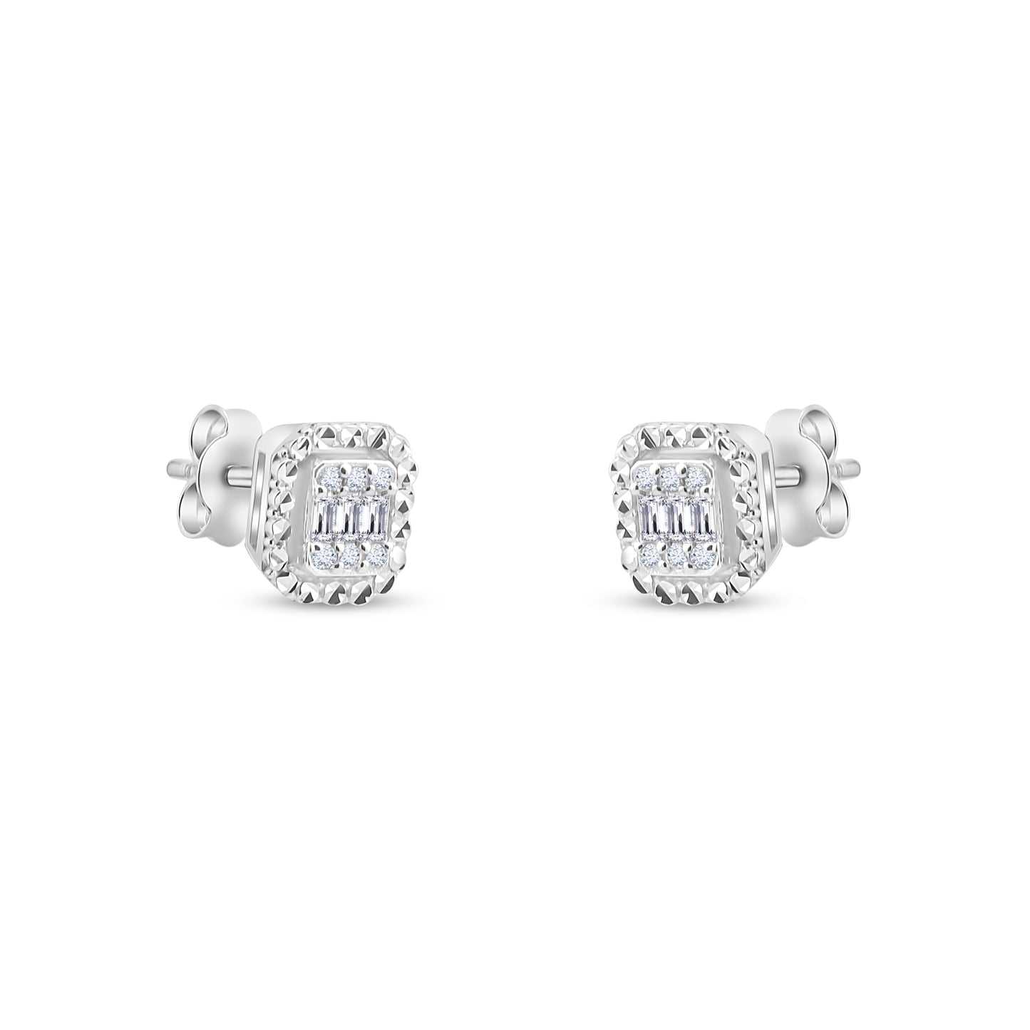 0,15 ct. Baguette Diamond Earring w/14K Gold