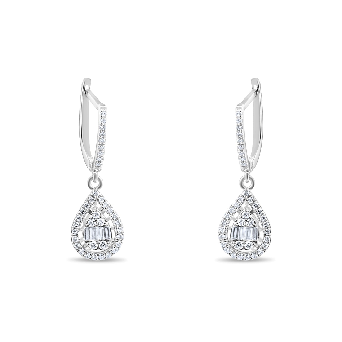 0,59 ct. Baguette Diamond Earring w/14K Gold