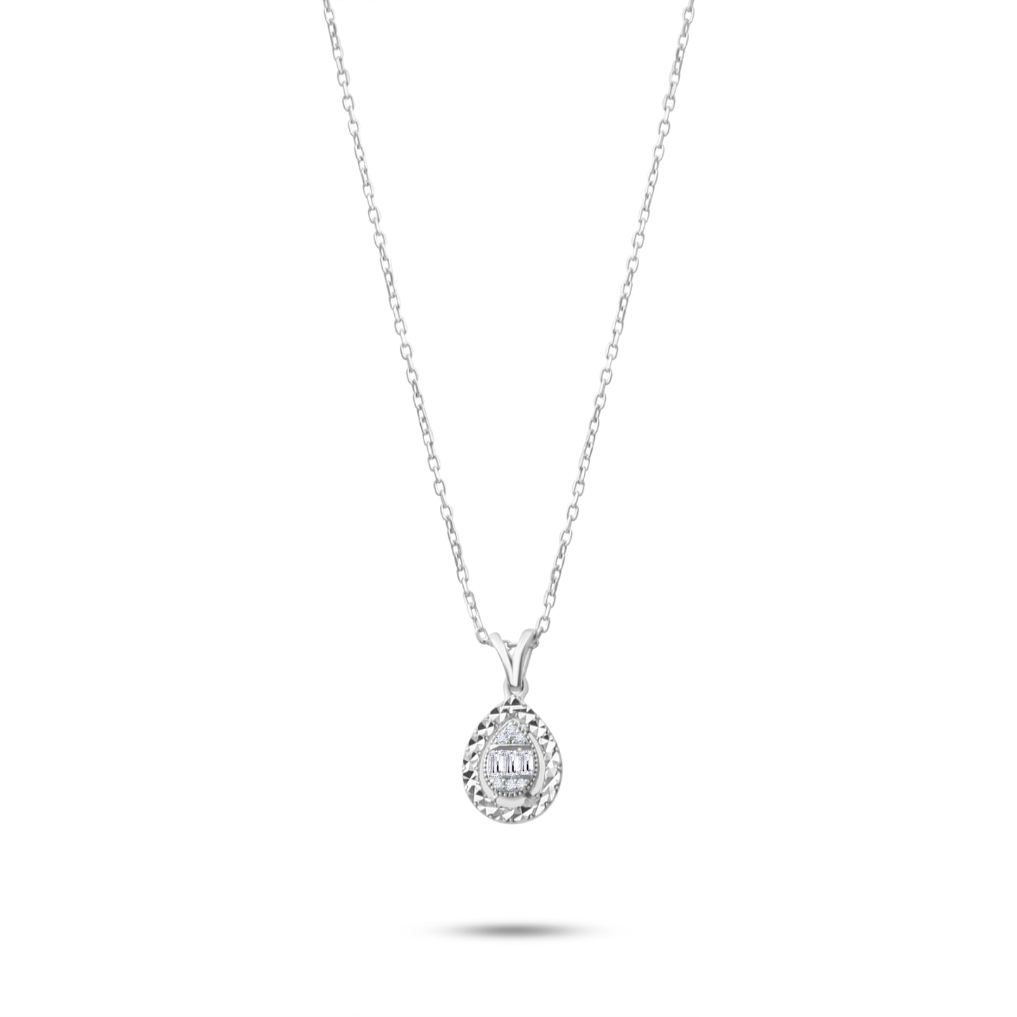 0,09 ct. Diamond Necklace w/14K Gold