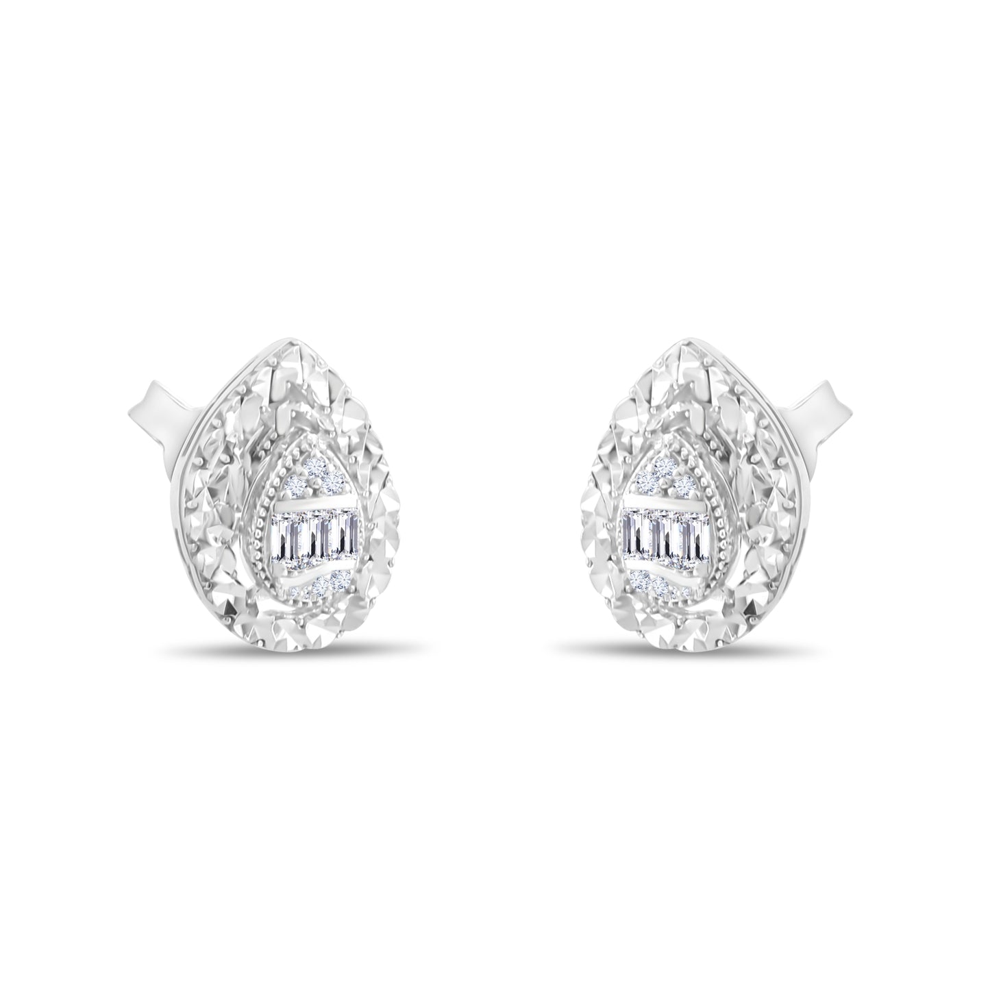 0,15 ct. Baguette Diamond Earring w/14K Gold