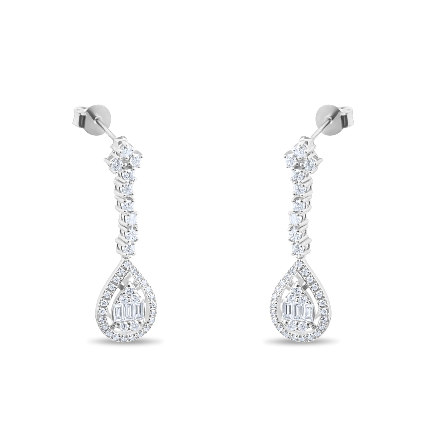 0,71 ct. Baguette Diamond Earring w/14K Gold