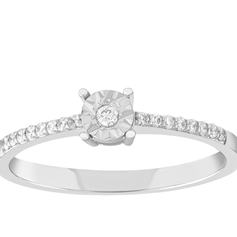 0,12 ct. Solitaire Diamond Ring w/14K Gold