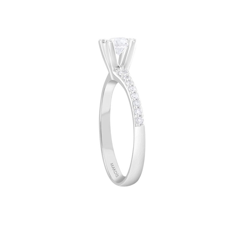 0,65 ct. Solitaire Diamond Ring w/14K Gold