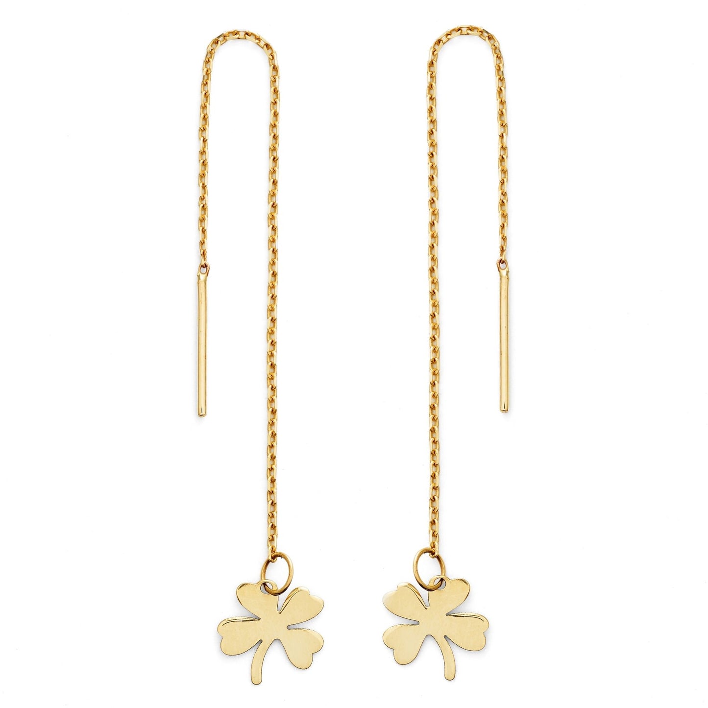 14K Chain Clover Earrings