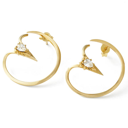 14K CZ Collision Hoop Earrings