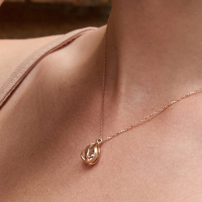 14K Spiral CZ Drop NecklaceJ