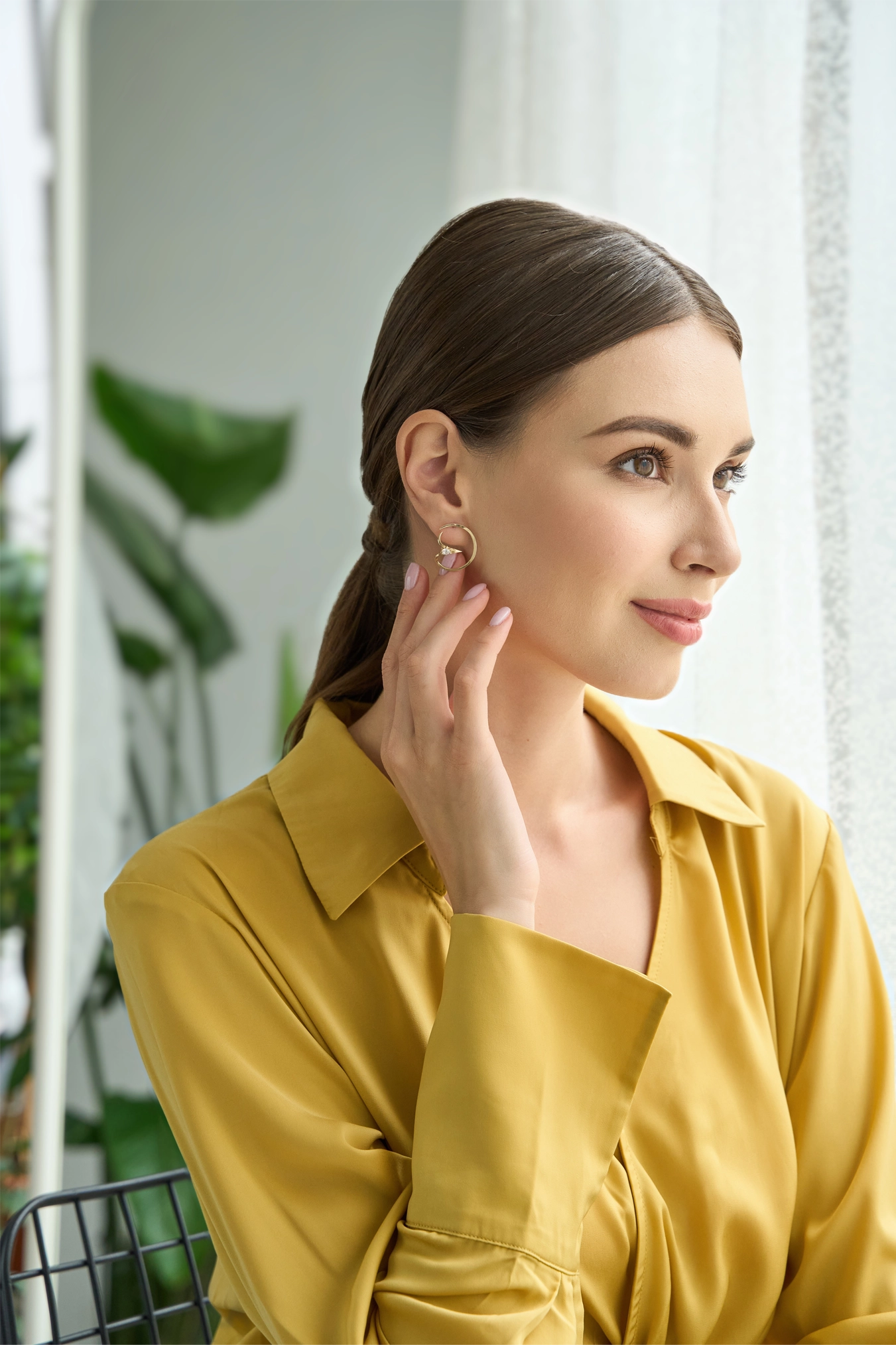 14K CZ Collision Hoop Earrings