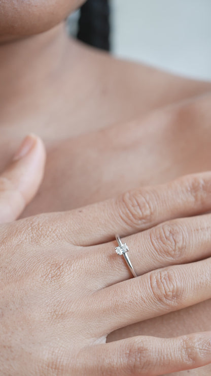 0,17 ct. Baguette Diamond Ring w/14K Gold