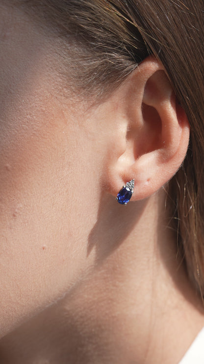 0,09 ct. Baguette Diamond Earring w/14K Gold