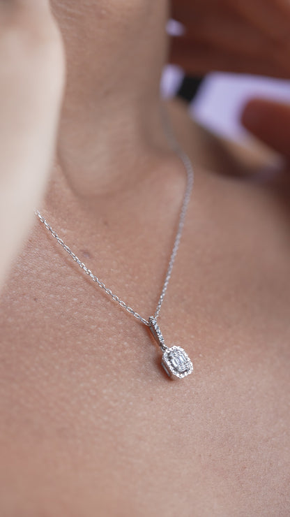 0,08 ct. Diamond Necklace w/14K Gold