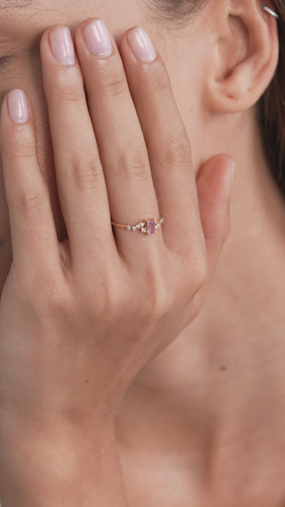 0,11 ct. Baguette Diamond Ring w/14K Gold