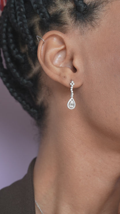 0,71 ct. Baguette Diamond Earring w/14K Gold