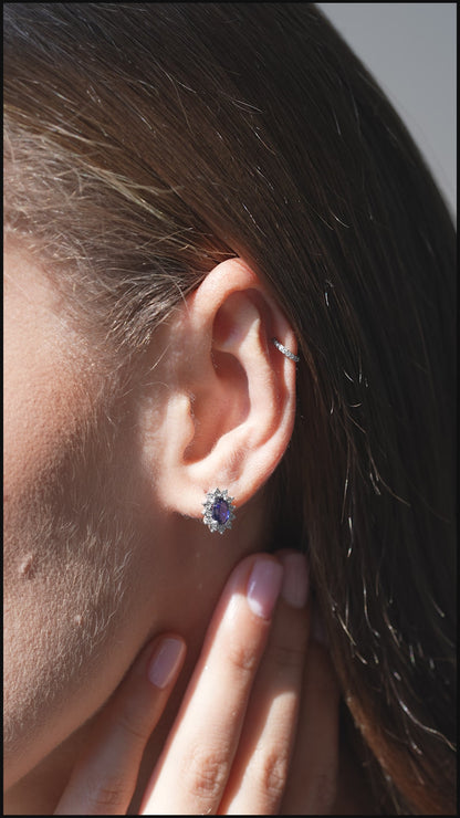 0,09 ct. Baguette Diamond Earring w/14K Gold